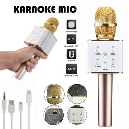 Wireless Karaoke Microphone with Speakers, 3 in 1 Portable Karaoke Machine KTV for iPhone Android Smartphone Or PC, Party or Kids Birthday Gift(Gold)