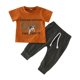 thumbnail image 1 of Gibobby Conjunto de pantalón para bebé Camiseta de manga corta con estampado de y dibujos animados para niños pequeños y niñas, Tops, pantalones, trajes(Marrón, 3-6 Meses), 1 of 5