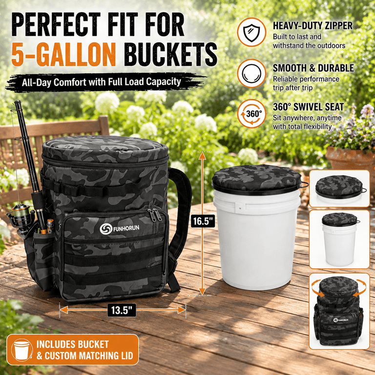 Fishing Bucket Organizer With 5 Gallon & Rotating Seat Lid - Walmart.com