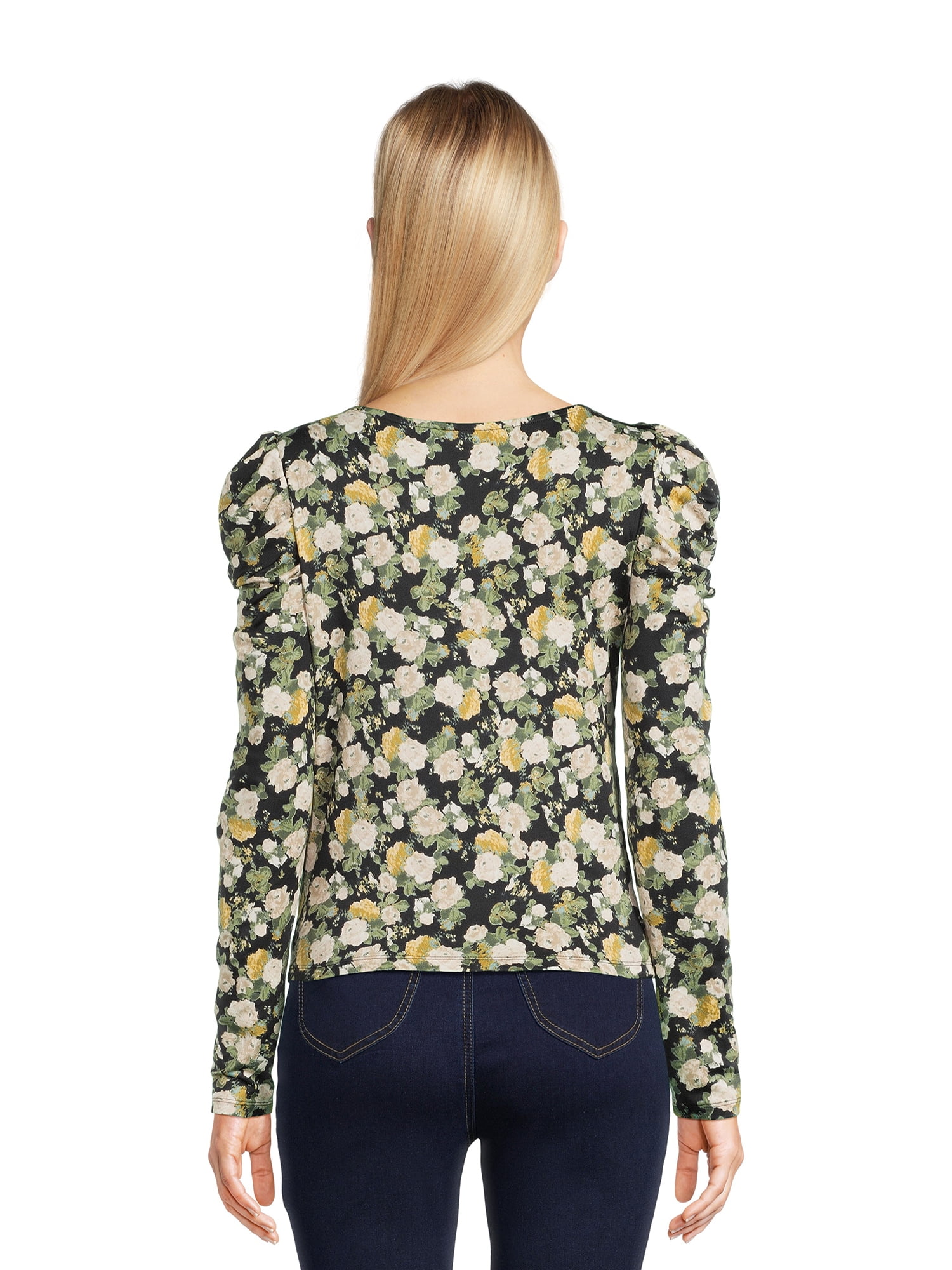 Self Esteem Juniors Cinch Front Top with Long Puff Sleeves