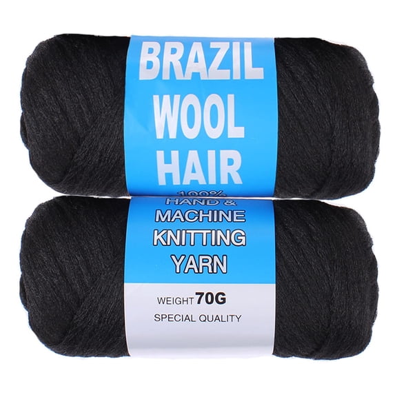 Brazilian Wool Hair Acrylic Yarn for African Crochet Braids Sengalese Twists Crochet Hair Jumbo Braids Goddess Locs Soft Faux Locs Synthetic Hair Extension 70G/Roll