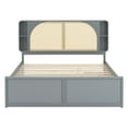 thumbnail image 4 of Queen Bed Frame, Rattan Headboard Bed with Two Drawers and Trundle, Solid Wood Platform Boho Bed Frame, No Box Spring Needed, Bedroom Furniture, Gray, 4 of 9