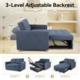 thumbnail image 4 of Convertible Sofa Bed,  Sleeper Sofa with Pull-Out Bed, Linen Fabric 3-in-1 Futon Couch with Reclining Backrest and Side Pocket, Modern Loveseat for Living Room,Navy Blue, 4 of 7