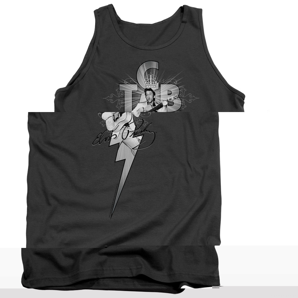 Elvis Presley TCB Ornate Tank Top T-Shirt Charcoal