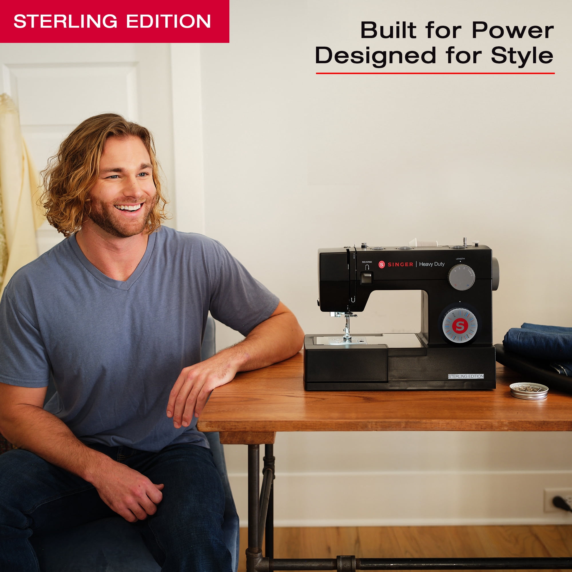 SINGER® Sterling Edition Heavy Duty 4432 Sewing Machine with Accessory Kit | Strong Motor with Enhanced Piercing Power | 110 Stitch Applications | Full Metal frame & 1-step Buttonhole