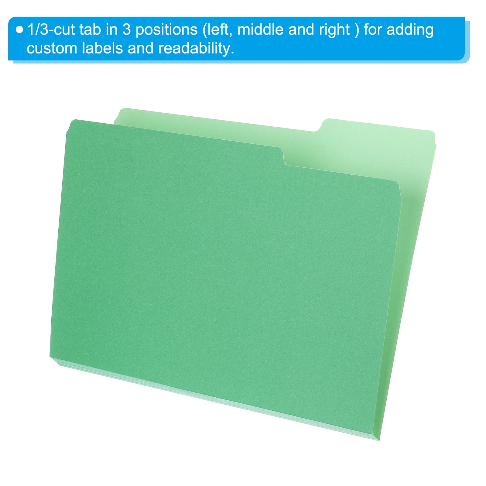 20pcs File Folders, Manila File Folders 1/3 Cut File Folders Letter Size for Classroom Home Office, Green