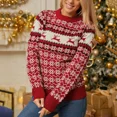 thumbnail image 1 of Jersey de punto de aspecto navideño para mujer, Jersey informal suave de manga larga con cuello redondo, grueso y cálido, novedad de invierno, 2023, 1 of 5