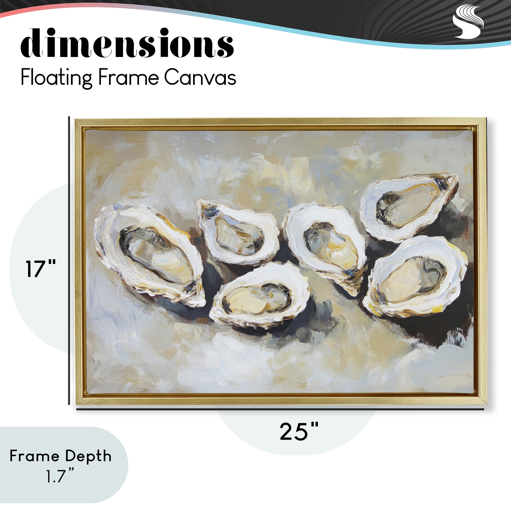 Stupell Industries Line of Oysters in Neutrals Gold Framed Floater Canvas Wall Art, design by Sisi and Seb