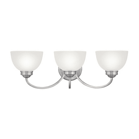 

Bathroom Vanity 3 Light With Satin Glass Brushed Nickel Finish size 25 in 300 Watts - World of Crystal