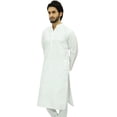 thumbnail image 4 of Atasi Men's Plain Ethnic White Dupion Long Shirt Summer Casual Kurta-XX-Large, 4 of 7