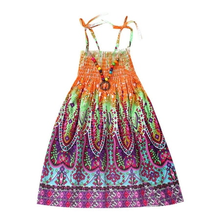 

TAIAOJING Girls Dress Vestidos Kids Floral Clothes Baby Bohemian Beach Straps Dress Party A-Line Dresses 100 110 120 130 140 150 160