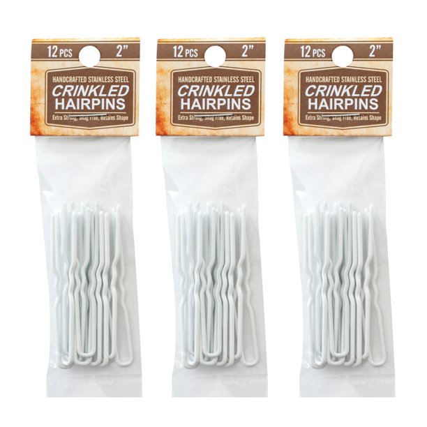 Amish Valley Products Horquillas para el pelo, 36 unidades, arrugadas, resistentes, de acero inoxidable, hechas a mano, para el pelo, uso en lugar de pinzas para el pelo, pasadores, horquillas sin eng