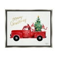 thumbnail image 3 of Stupell Industries Merry Christmas Holiday Red Truck Santa Gnomes & Tree Graphic Art Luster Gray Floating Framed Canvas Print Wall Art, Design by Heatherlee Chan, 3 of 5