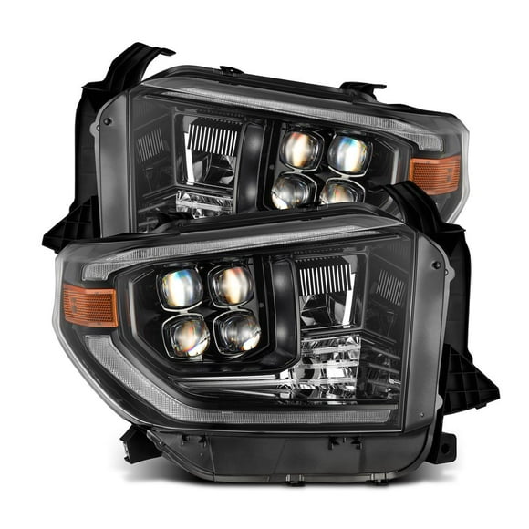 Fits 2015-2021 Toyota Tundra AlphaRex USA Headlight Assembly 880832 NOVA-Series; LED; Projector Beam; White/Amber Daytime Running Light And Amber Sequential Turn Signal; OSRAM LED High/Low Beam