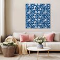 thumbnail image 5 of Blue White Floral Wall Art Painting on Canvas, Farmhouse Retro Botanical Leaves Canvas Art Home Prints Wall Art Framed Modern Artwork for Living Room Bedroom Wall Decor 12x12in, 5 of 9