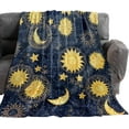 thumbnail image 2 of Flannel Fleece Throw Blankets, Boho Chic Golden Sun Moon and Stars Blue Black Sky Antique Style Decorative Blankets, Lightweight Super Soft Luxury Cozy Blanket for Stadium Couch Bed Sofa Chair, 2 of 6