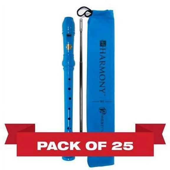 Harmony by West Music WM2400B Soprano Recorder 25pk, Blue