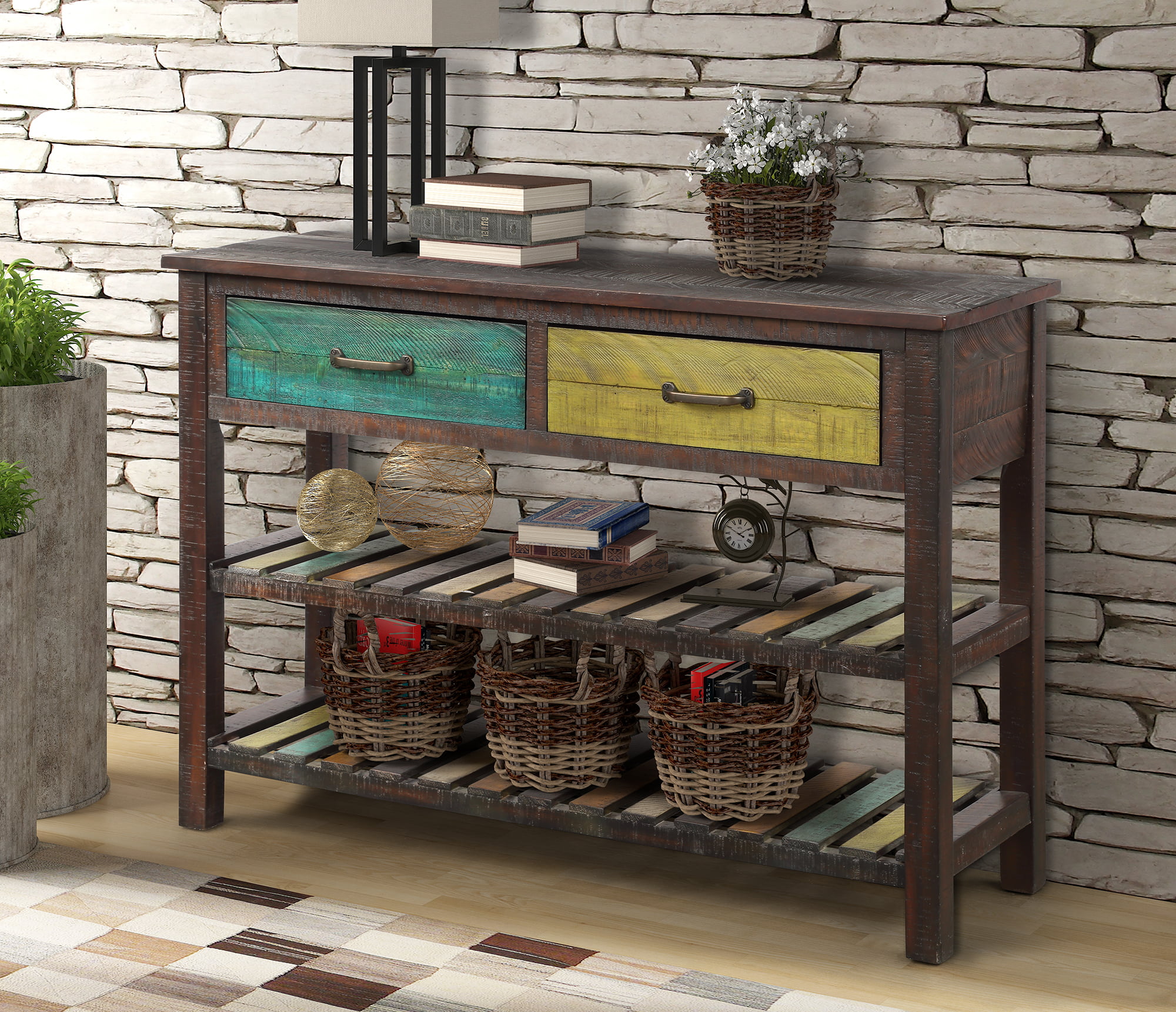 Details about   Rustic Solid Wood Sofa Table Console Table Entryway Table Coffee Table 