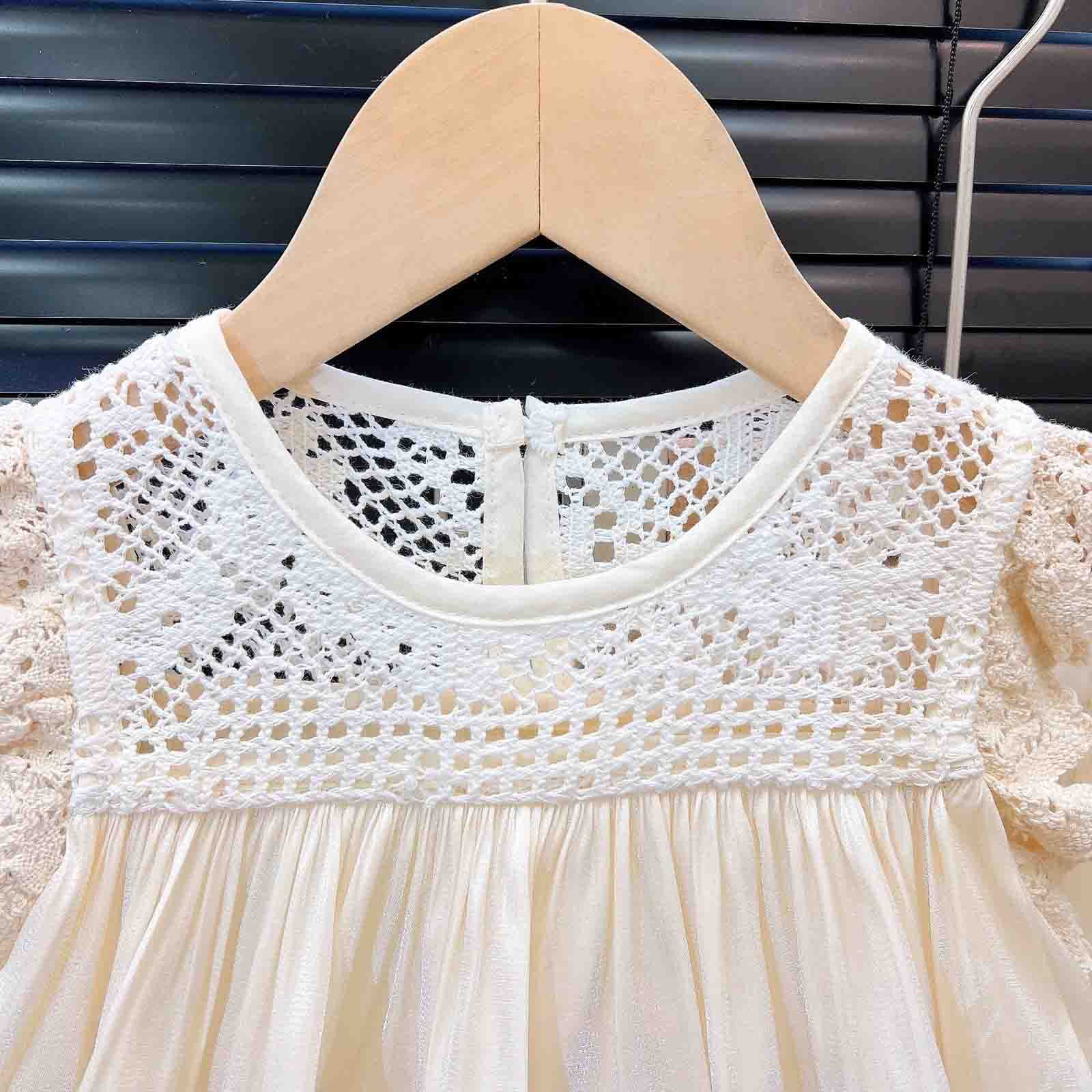 Pandaie 2-10Y Baby Girl Clothes Ruffle Smocked Sleeveless 3 Layered Tutu Shirt Tops Wide Leg Baggy Pants Toddler Summer Beach Outfit White 110(4-5 Years)