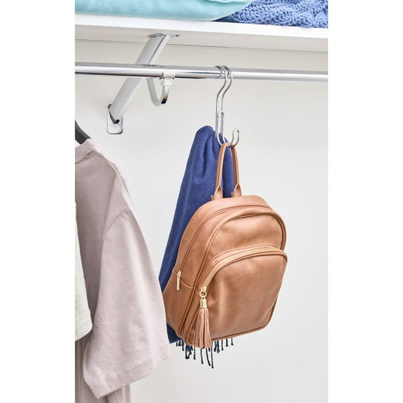 iDesign Classico MEtal over-the-Rod Hook with 2 Brackets, 3.8" x 6", Chrome