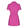 thumbnail image 4 of Uaswgudfs Women’s Short Sleeve Double-Breasted Midi Dress with Lapel Collar & Decorative Belt - Tailored Fit Casual Summer Dresses Hot Pink M, 4 of 6