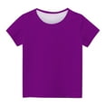 thumbnail image 5 of Cethrio Big Girls T Shirts, Crewneck Solid Color Short Sleeve Casual Summer Tops Purple Size 7-8 T, 5 of 5