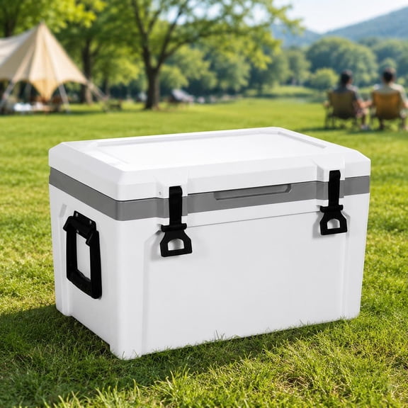 52 Qt Insulated Portable Cooler, Heavy Duty Hard Cooler with Sturdy Handle, Holds 50 Cans, Long Ice Retention for Camping, Tailgating, Beach, Fishing, Outdoor Adventures