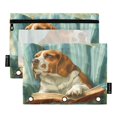 thumbnail image 2 of 2 Pack Pencil Pouch for 3 Ring Binder Smooth Zipper Folders with Pockets Clear Window Pencil Case Beagle Dog Read Book on Chair, 2 of 6
