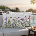 thumbnail image 5 of Spring Summer Pillow Covers 2 Pack Wildflower Botanical Garden Scenery Pillowcase Waterproof Outdoor Throw Pillow Cover for Patio Balcony Rectangular Cushion 20”x12”, 5 of 9