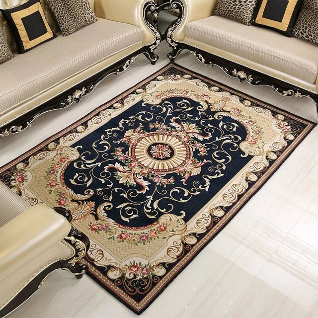 Classic Jacquard Carpet For Living Room Europe Red Carpet Rug Home Bedroom Kids Room Floor Mat Bedside Decor Weave Rug Alfombra My Lux Decor Round