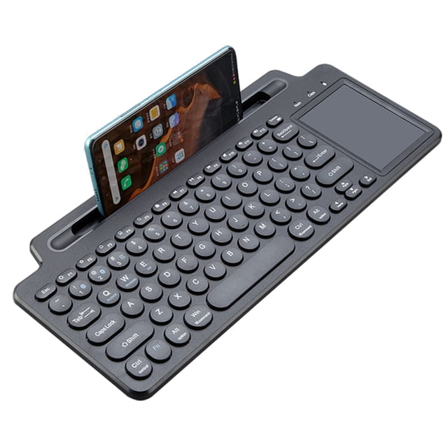 yeacher Ultra-Slim 2.4GHz & Bluetooth Wireless Keyboard with Touchpad for Smartphones, Tablets, and PCs - Black, Battery Not Included