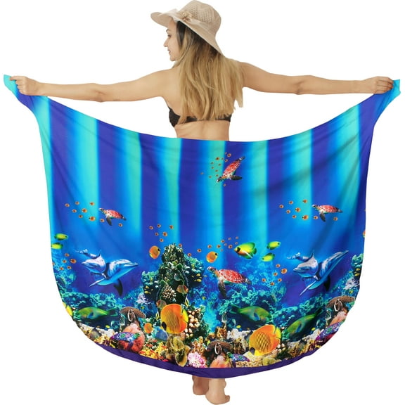 HAPPY BAY Women's Beachwear Summer Beach Wrap Bikini Wraps Sarong Skirt Swimsuit Swim Cover ups for Swimwear Women One Size Under Water, Fishes
