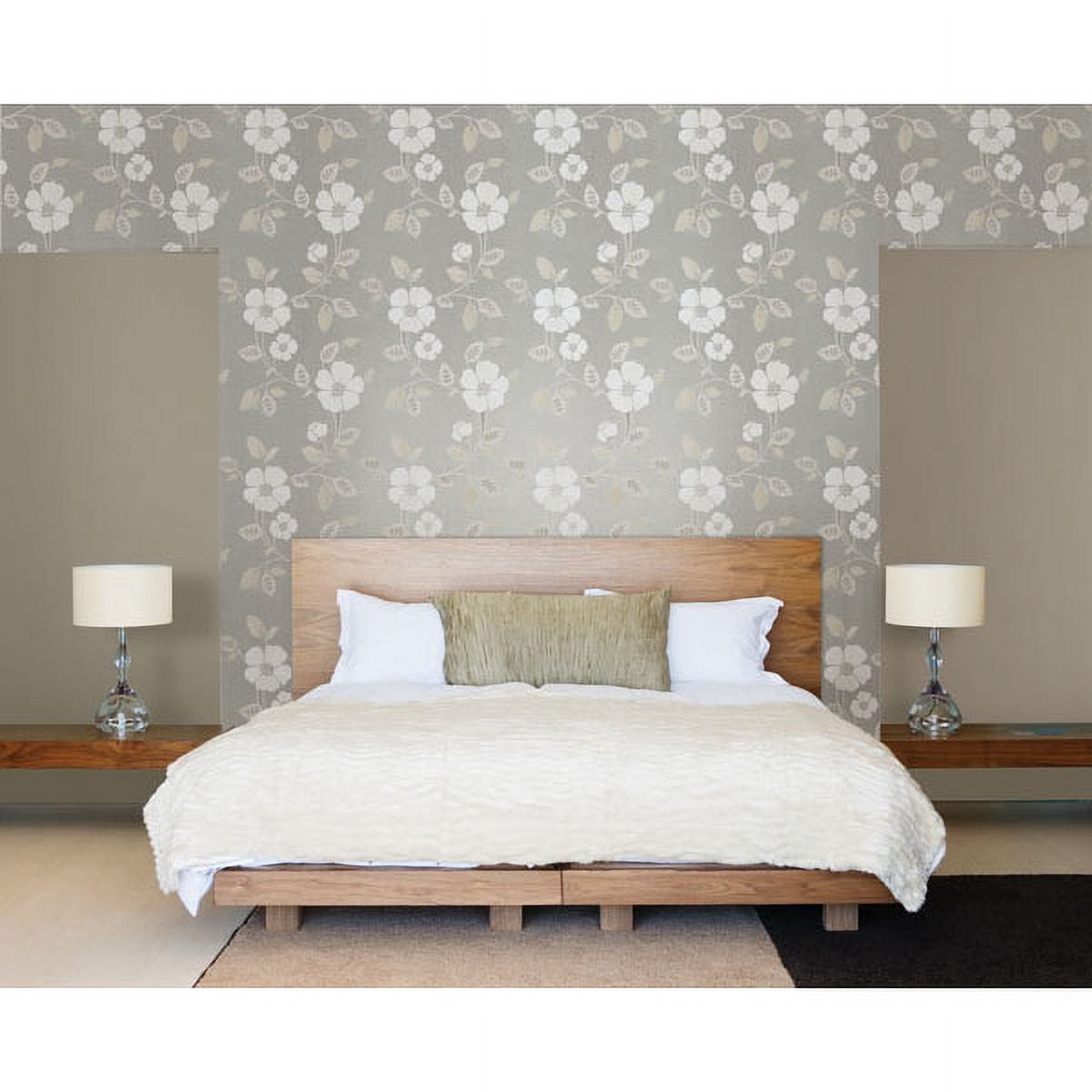 Brewster Maddison Pewter French Floral Wallpaper