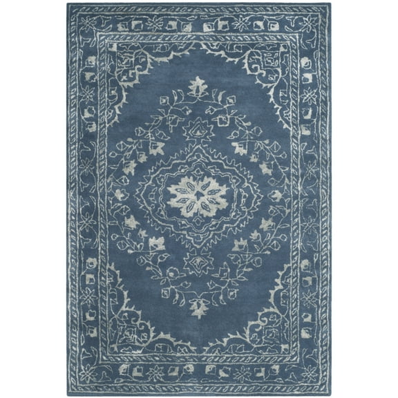 SAFAVIEH Glamour Gaia Floral Bordered Wool Area Rug, Blue, 4' x 6'