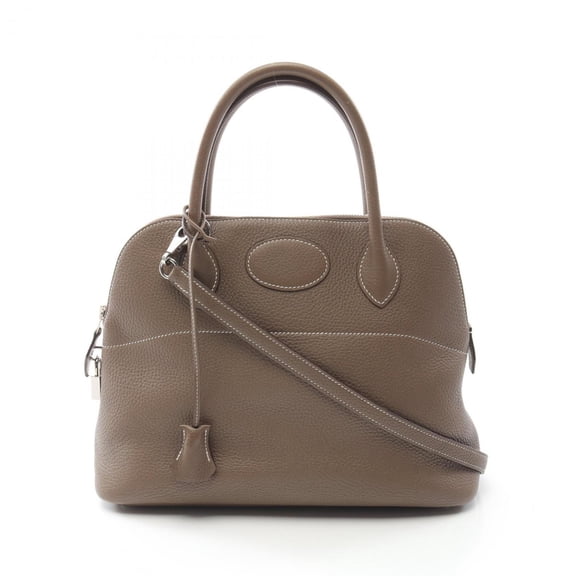 Pre-Owned Hermes HERMES Bolide 31 Handbag Leather Taurillon Clemence Women's Brown (Fair)