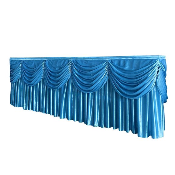 2 Pack Table Skirt Tablecloth Table Skirt Cloth For Wedding Birthday Banquet-Blue Blue-1x0.75m