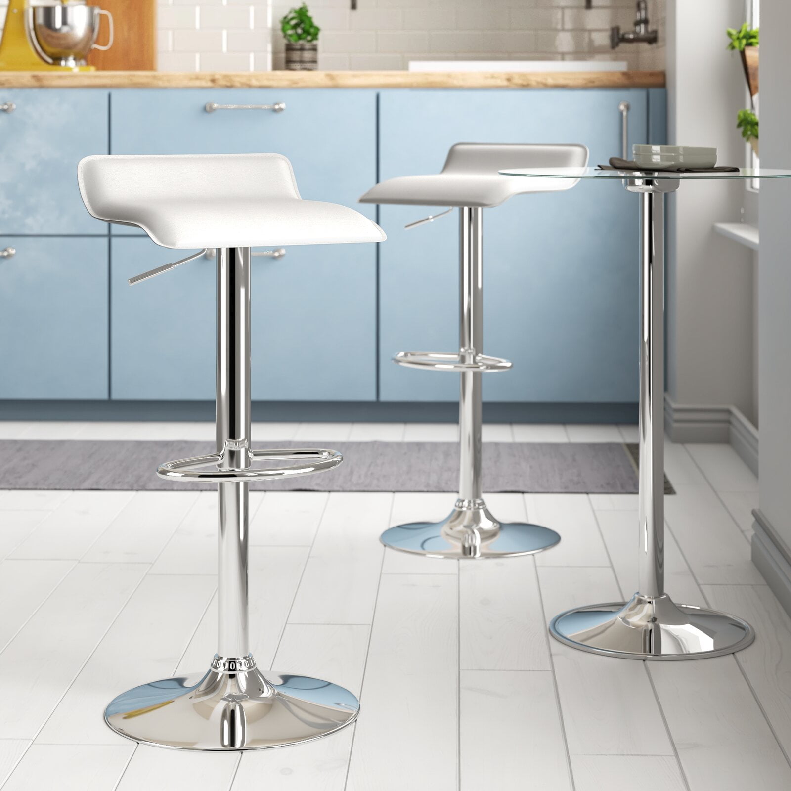 Zahara Adjustable Height Swivel Bar Stool, Upholstery Material Vinyl, Footrest