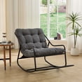 thumbnail image 3 of Outdoor Rocking Chair with Thick Cushion, Comfy Steel Frame Patio Rocker, Adjustable Swing for Living Room Reading Room, Black Frame, Gray, 3 of 16