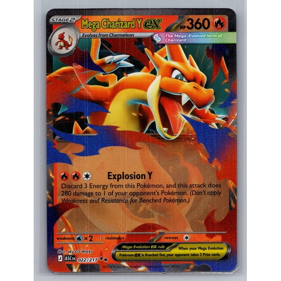 Collectible 2026 Mega Evolution Ascended Heroes Mega Charizard Y EX Holo RR #22/217 Pokemon TCG Trading Card