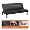 thumbnail image 4 of Aukfa Studio Futon Convertible Sofa Bed, Tufted Back, Leather, Black, 4 of 12