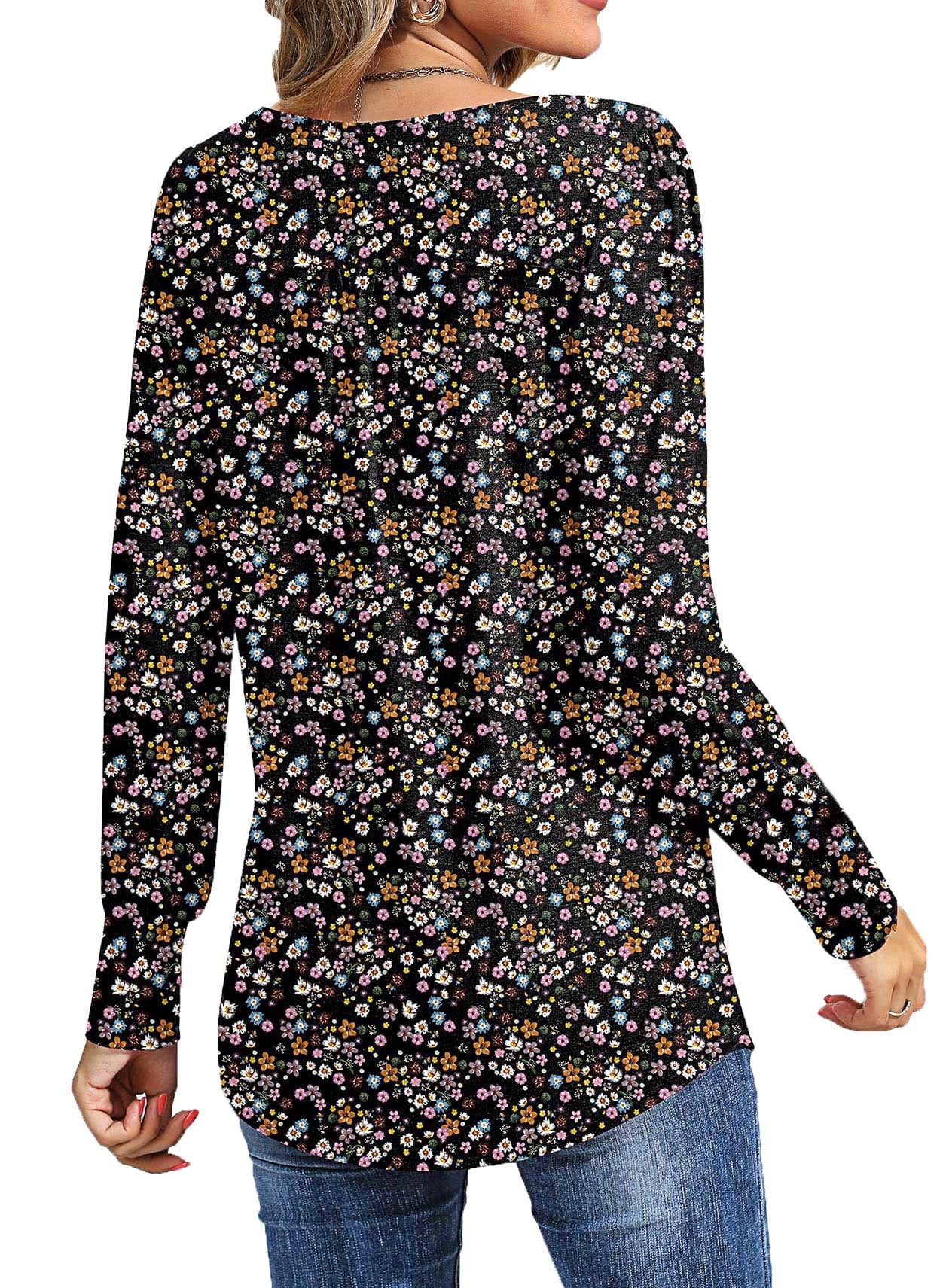Fantaslook Pleated Blouses for Women Dressy Casual Long Sleeve Shirts Fall Tunic Tops