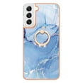 thumbnail image 6 of SaniMore for Samsung Galaxy S24 Plus Case, Marble Pattern 3 in 1 Heavy Duty Shockproof Full Body Hard PC+IMD Bumper Drop Protective Women Girls Cover Rotating Ring Bracket Stand, Blue, 6 of 10