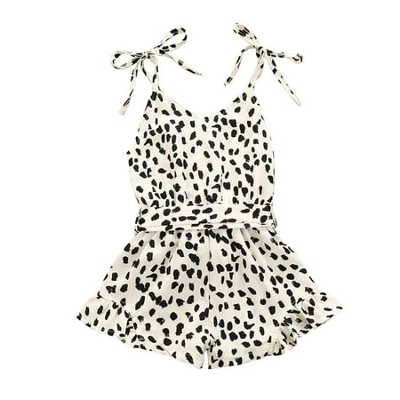 

QWERTYU Newborn Infant Toddler Baby Child Leopard Strap Romper for Girl Summer Cotton Clothes Jumpsuit 0-6Y
