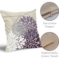 thumbnail image 4 of Purple Pillow Covers 18x18 Inch Dahlia Flower Light Purple Gray Elegant Colored Pillow Case Farmhouse Outdoor Decor for Home Bedroom Living Room Modern Floral Linen Square Cushion Cover, Set of 2, 4 of 6
