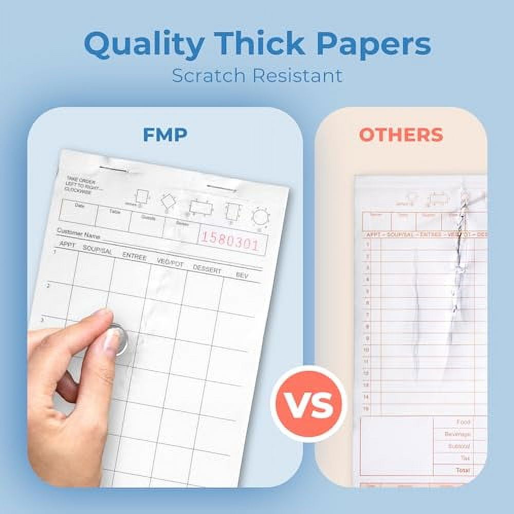 FMP Brands (5000 Sheets) Server Note Pads Paper, Guest Check for Servers, Guest Check Pads, Order Pads for Servers, Waitress Notepads, Server Pads for Restaurant, Bar, Cafe, 50 Pads, 100 Sheets/Pad