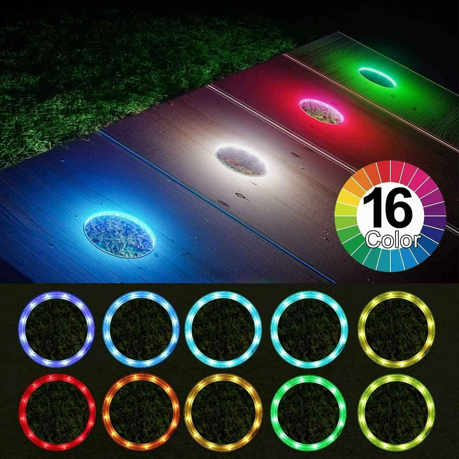 GSPNGFGI LED Cornhole Lights,2 Sets 16 Change Colors 4 Modes LED Timered Corn Hole Light,Remote Control Cornhole Board Edge and Ring LED Lights for Playing Bean Bag Toss Cornhole Game Outdoor at Night 