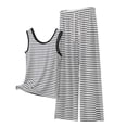 thumbnail image 2 of Akafmk Women's Striped Pajama Set Crew Neck Sleeveless with Long Pants Casual Loungewear Set, 2-Piece, Sizes XXXXL, 2 of 5