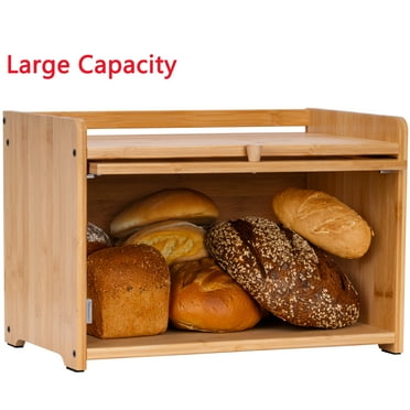 Petoto Bamboo Bread Box for Kitchen Countertop - Large Capacity Bread Storage Container with Transparent Acrylic Window, Eco-Friendly Organizer for Fresh Bread