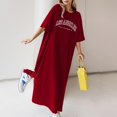 thumbnail image 2 of Vestido holgado informal de verano con estampado floral para mujer: vestido largo tipo camiseta de manga corta, ligero y versátil, 2 of 4