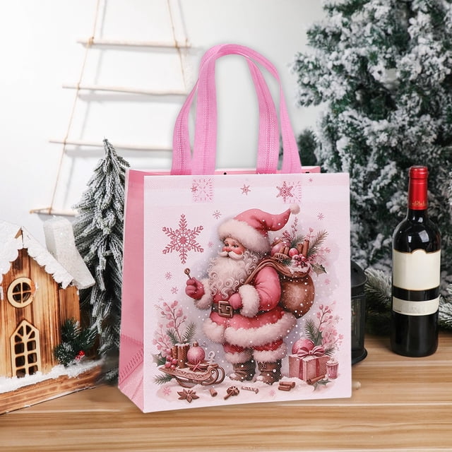 Christmas Non-Woven Shopping Bag - Holiday Gift Packaging Bag with Portable Handle, Multicolor Design for Decor and Storage